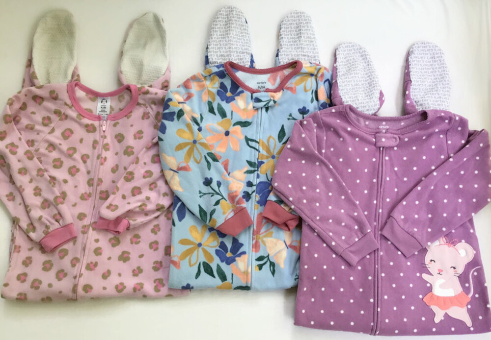Girls Footed Pajama Lot of 3 Size 5/5T Carter's Gerber Fleece Pink